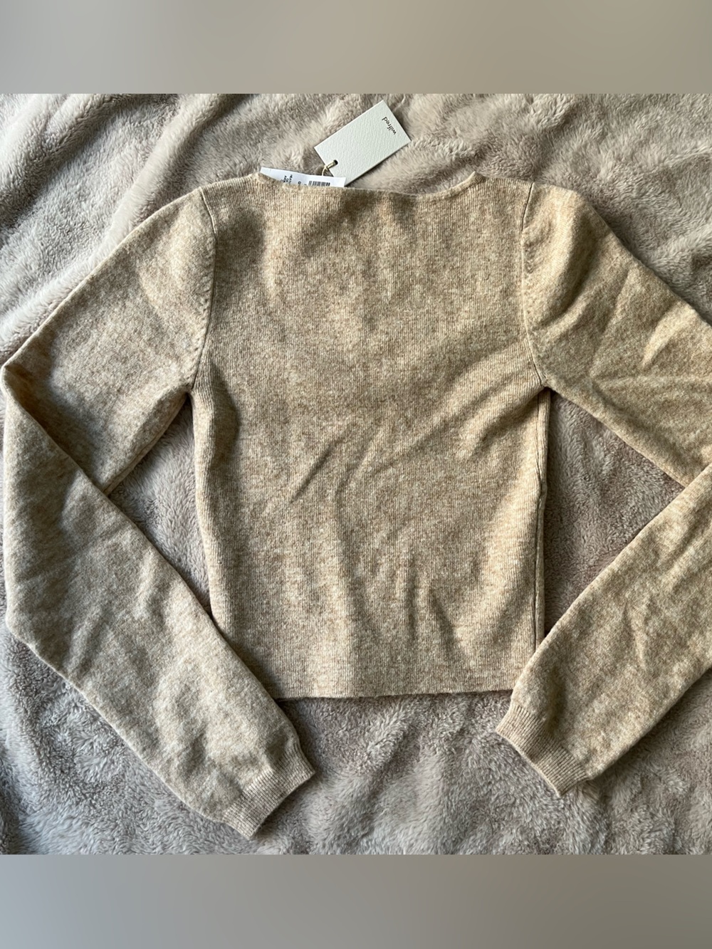 NWT Aritzia Wilfred Greer Sweater Heather Light Oatmeal Size S - Picture 8 of 9